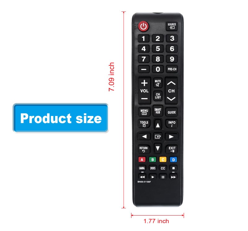 AULCMEET BN59-01199F Replaced Remote Control Compatible with Samsung LED HDTV UN24M4500AFXZA UN28M4500AFXZA UN32J4500AF UN32J4500AFXZA UN32J5205AF UN32J5205AFXZA UN32J5205AFXZC UN32J525DAF, Sub BN59-01301A - Image 3